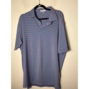 Peter Millar Blue and Burgundy Striped Polo Shirt XL